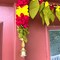 Fabric Mango Leaf Door Toran with Floral Hanging Bandarwal for Home Pooja Decor Indian Vintage Traditional Main Door - Diwali Decoration Wedding Favor Housewarming Return Gift (36x5 Inches)